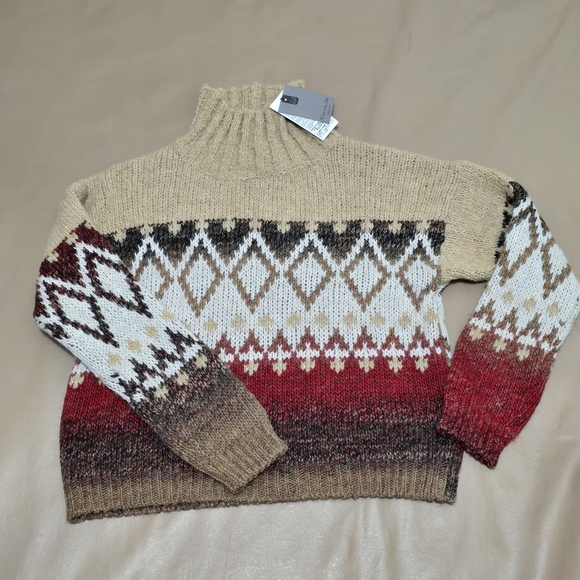 NWT Elsamanda Sweater Sz L Alpaca Wool Blend Boucle Aztec Fairisle Made in Italy - Picture 11 of 14